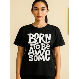 GAB Women Typography Printed Round Neck Pure Cotton T-shirt-picture-11