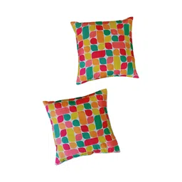 GAB Yellow & Red 2 Pieces Geometric Square Cushion Covers-picture-26