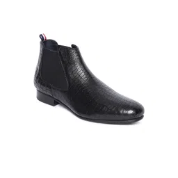GABICCI Men Black Textured Leather Chelsea Boots-picture-34