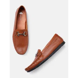 GABICCI Men Tan Brown Textured Leather Loafers-picture-31