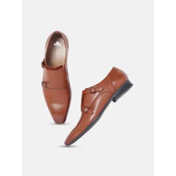 GABICCI Men Textured Leather Formal Monk Shoes-picture-18