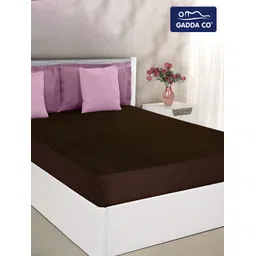 GADDA CO Coffee Brown Terry Cotton Elastic Fitted Breathable Mattress Protector-picture-18