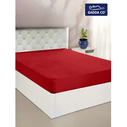 GADDA CO Maroon Cotton Terry Waterproof Elastic Fitted Mattress Protector-picture-22