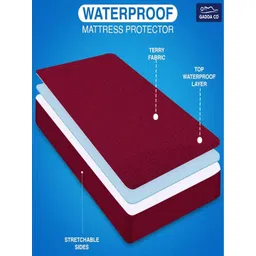 GADDA CO Maroon Cotton Water Resistant Mattress Protector image 5
