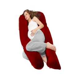 GADDA CO Maroon Fibre Filled Faux Velvet Ultra Soft Maternity Pillow-picture-28