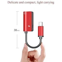 Gadget Zone Red Type-C Charging Plus Audio Jack Aux 3.5 mm hedset Phone Converter image 5