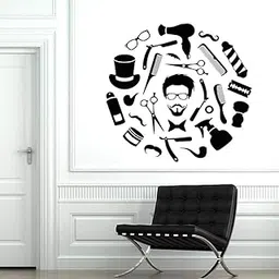 GADGETS WRAP Hair Salon Vinyl Wall Sticker Beauty Salon Face Hairstyle Style Hair Man-picture-46