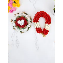 GADINFASHION Set Of 2 Flower Juda Gajra Mogra Bun & Bridal Gajra Hair Accessory Set-picture-24