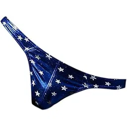 gah Men's Thong Underwear, Nylon Spandex Blend, Star Pattern, Bronzing Design, Blue, Large, Sexy Style-picture-35