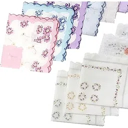 Womens Handkerchiefs, Cotton, 30cm x 30cm, Floral Print, Vintage Style, Soft and Absorbent, Pack of 12, Hand Wash Only-image-5