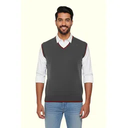 gainell Men Solid V Neck Grey Sweater-picture-21