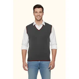 gainell Men Solid V Neck Grey Sweater-picture-26