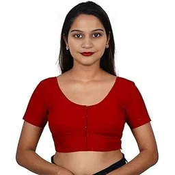 gaiyera Women's Stitched Readymade 2by2 Plain Saree Wear Cotton Blouse, Regular Wear Blouse, Soft Comfortable wear-picture-42