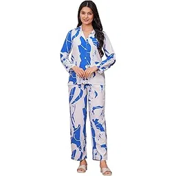 gajanad artistry Women's Geometric Co-ords Set, Libra Crepe, Cameo Color, Night Suit for Womens and Girls-picture-44