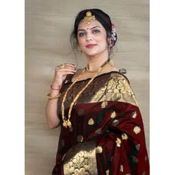 gajgajra Woven, Self Design Banarasi Silk Blend, Pure Silk Saree-picture-23