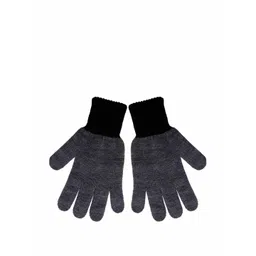 Gajraj Men Black & Charcoal Grey Stylish Winter Woolen Gloves-picture-14