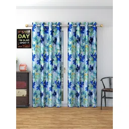 Galaxy Home Decor Blue Set of 2 Floral Window Curtain-picture-10