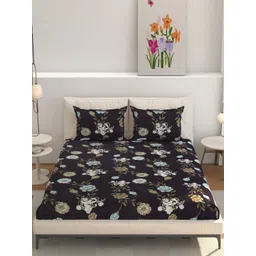 Galaxy Home Decor Brown & Blue Printed 210 TC Fitted King Bedsheet Set-2.28 m x 2.54 m-picture-18