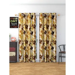 Galaxy Home Decor Coffee Brown Set of 2 Floral Window Curtain-picture-21