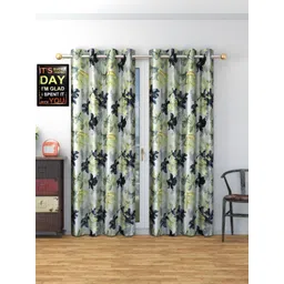 Galaxy Home Decor Green Set of 2 Floral Window Curtain-picture-32