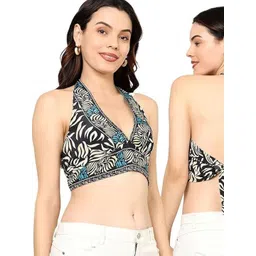 GALE GIRLS Tropical Print Halter Neck Tropical Crop Top-picture-31