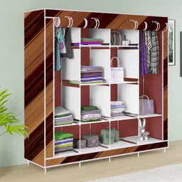 gallaxy 12 Shelf 3 Door Printed Cotton Collapsible Wardrobe-picture-17