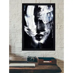 Gallery99 Black & White Abstract Face Textured Framed Wall Art-picture-31
