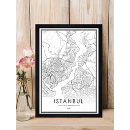 Gallery99 Black & White Amsterdam Map Texture Paper Framed Wall Art-picture-36
