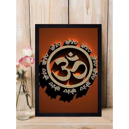 Gallery99 Orange & Beige Om Mantra Texture Paper Framed Art Print-picture-23