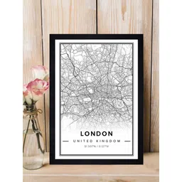 Gallery99 White & Black London Map Texture Framed Art-picture-23