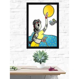 Gallery99 White & Blue Indian Traditional People Texture Paper Framed Wall Art-picture-38