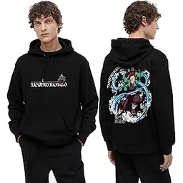 g&g closet Demon Slayer Kamado Tanjiro Printed Anime Hoodie | 100% Cotton | Full Sleeve | Character Art Graphic Hooded Sweatshirt for Men and Women-picture-37