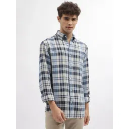 Gant Blue Linen Regular Fit Checks Shirt-picture-33