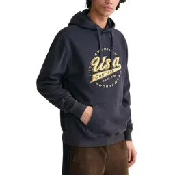 Gant Blue Relaxed Fit Printed Hooded Sweatshirt-picture-14