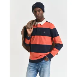 GANT Blue Striped Regular Fit Polo T-Shirt-picture-24