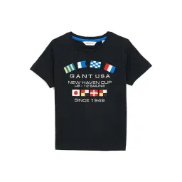 Gant Boys Black Pure Cotton Embroidered T-Shirt-picture-24