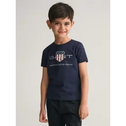 Gant Boys Blue Printed Round Neck Short Sleeves T-Shirt-picture-28