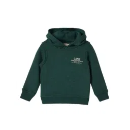 GANT Boys Dark Green Graphic Logo Hoodie-image-7