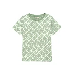 Gant Boys Green Pure Cotton Printed T-Shirt-picture-15