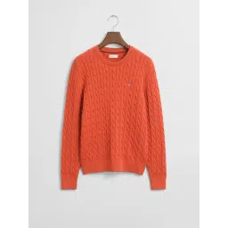 Gant Boys Orange Cotton Woven Design Sweater-picture-42