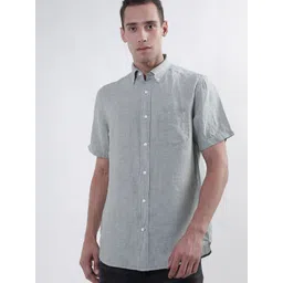 GANT Button Down Collar Short Sleeves Opaque Pure Linen Casual Shirt-picture-35
