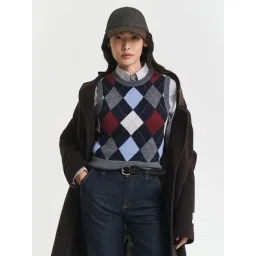 Gant Charcoal Melange Regular Fit Jacquard Sleeveless Vest-picture-34