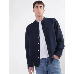 GANT Classic Gmnt Dyed Band Collar Opaque Linen Casual Shirt-picture-38