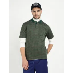 GANT Dark Green Checked Regular Fit Polo T-Shirt-picture-26