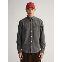 GANT Dark Grey Regular Fit Cotton Shirt-image-8