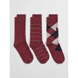 Gant Fashion Plumped Red Argyle Socks Pack of 3-picture-32