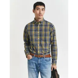 GANT Green Organic Cotton Regular Fit Check Shirts-picture-34