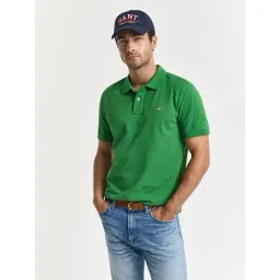 GANT Green Pure Cotton Regular Fit Solid Polo T-Shirt-picture-27