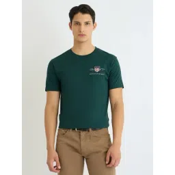 GANT Green Regular Fit Embroidered T-Shirt-image-18