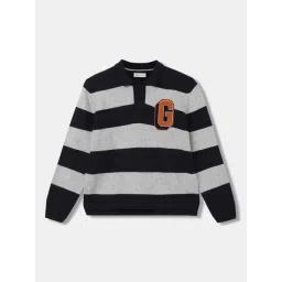 Gant Kids Navy & Grey Striped Full Sleeves Sweater-picture-11